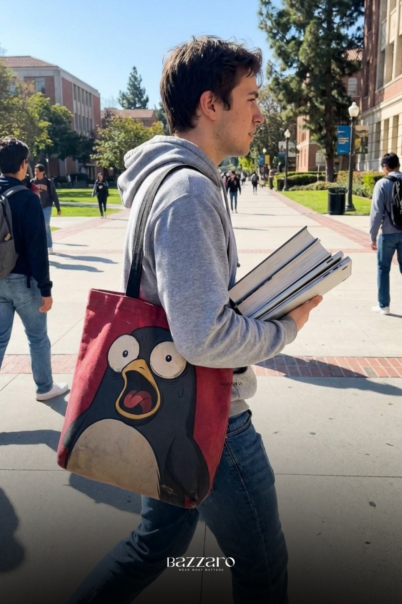 Shocked Penguin Tote Bag – Fun & Quirky Graphic Carryall | Bazzaro - Image 2